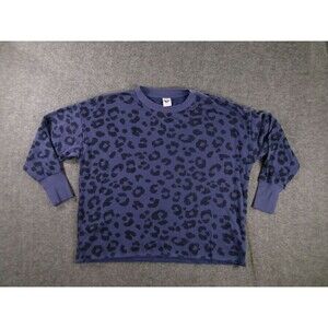 Sweet Treasures Sweatshirt Women Extra Small Blue Leopard Oversized  Lounge Day